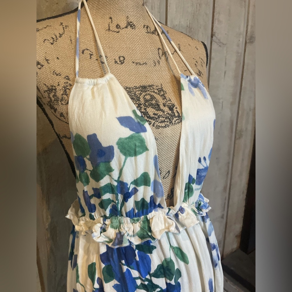 Sexy and sweet Love Stitch Floral Halter Maxi Dress Size Small - Picture 6 of 9